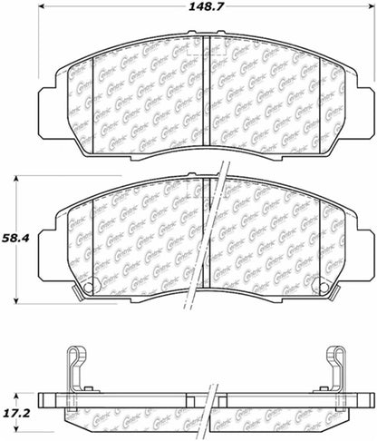 Centric Parts Disc Brake Pad Set Posi Quiet Ceramic with Shims for Acura CL 2001-2003, RL 1999-2004, TL 1999-2008, TSX 2004-2010, Honda Accord 2003-2011 105.07870