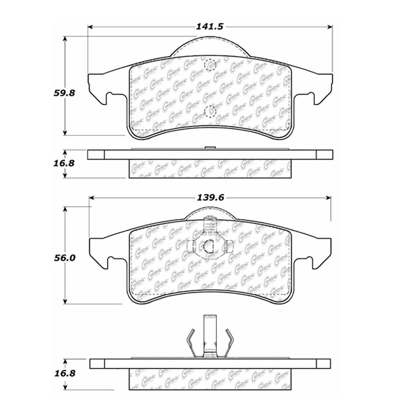 Centric Parts Disc Brake Pad Set Posi Quiet Ceramic with 100% Shimmed Noise Elimination for Jeep Grand Cherokee 1999-2004 105.07910