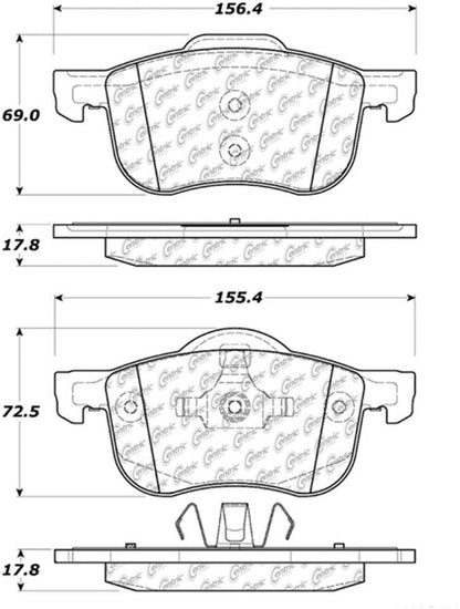 Centric Parts Disc Brake Pad Set Posi Quiet Ceramic with Shims for Volvo C70 2005, S60 2001-2009, S80 1999-2006, V70 2001-2007, XC70 2003-2007 105.07940