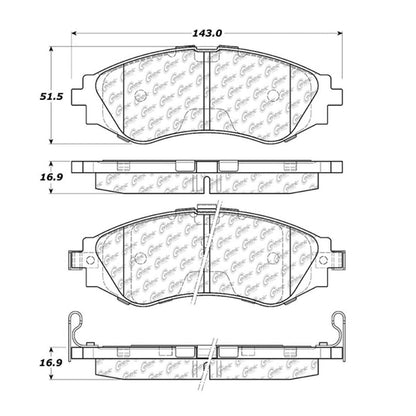 Centric Parts Disc Brake Pad Set Posi Quiet Ceramic with Shims and Hardware for 2004-2018 Chevrolet Aveo 105.07970