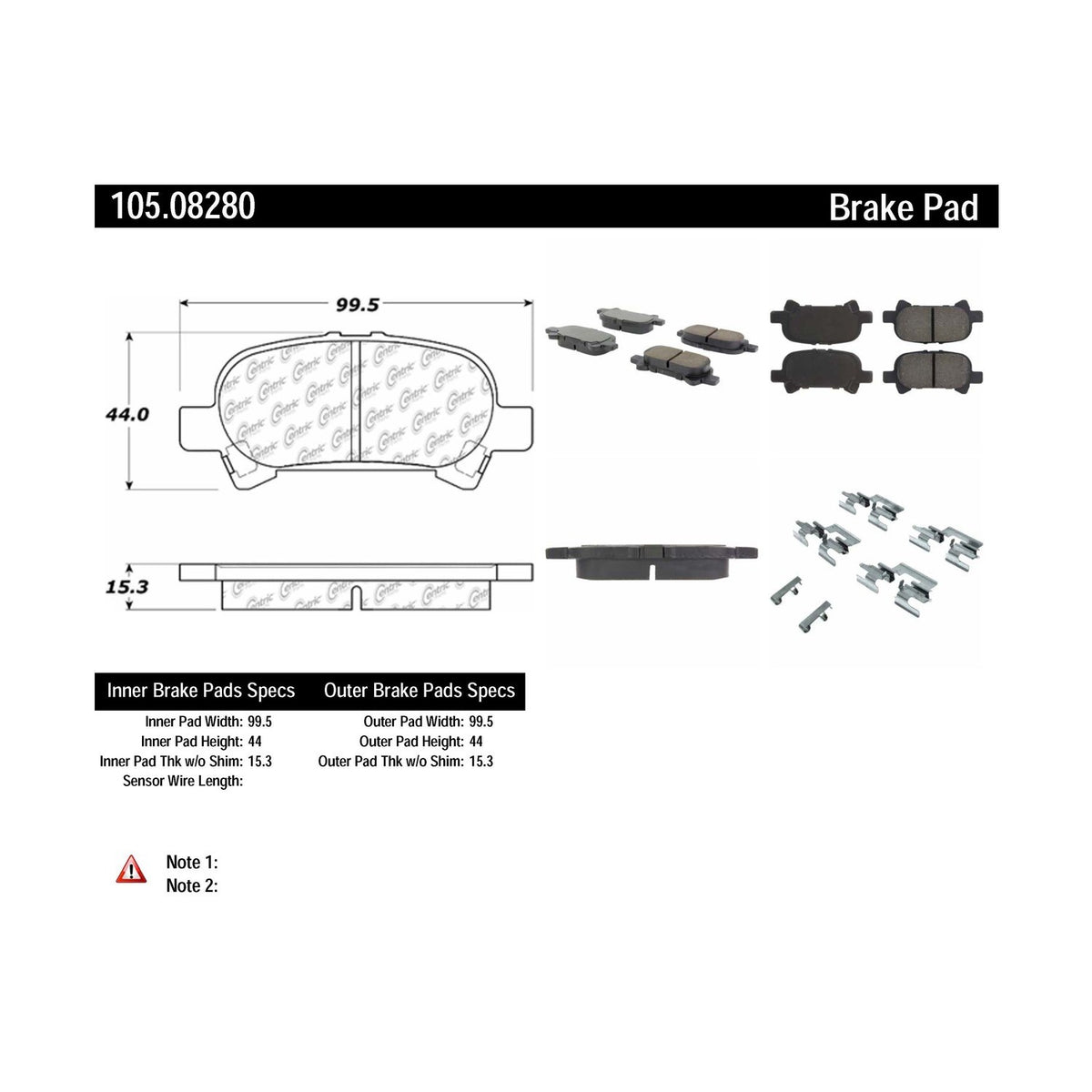 Centric Parts Disc Brake Pad Set Posi Quiet Ceramic with Shims and Hardware for 2005-2008 Toyota Avalon Camry Solara 105.08280