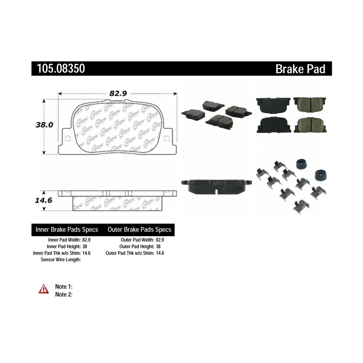 Centric Parts Disc Brake Pad Set Posi Quiet Ceramic with Shimmed for 2000-2001 Lexus ES300 2000-2001 Toyota Camry 2005-2010 Scion tC 105.08350