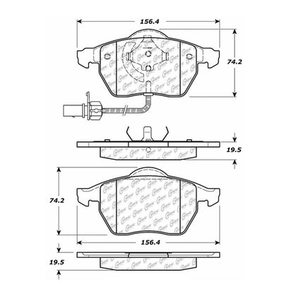 Centric Parts Disc Brake Pad Set Posi Quiet Ceramic with Shims for Audi A4/A4 Quattro 2008-1999, A6/A6 Quattro 2006-1998, Seat Exeo 2011, VW Passat 2005-1999, Sharan 2002 10508400