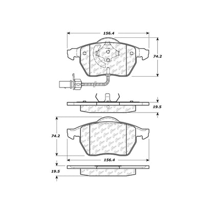 Centric Parts Disc Brake Pad Set Posi Quiet Ceramic with Shims for Audi A4/A4 Quattro 2008-1999, A6/A6 Quattro 2006-1998, Seat Exeo 2011, VW Passat 2005-1999, Sharan 2002 10508400