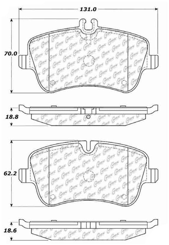 Centric Parts Disc Brake Pad Set Posi Quiet Ceramic with Shims and Hardware for 2005-2002 Mercedes-Benz C230, 2005-2001 C240, 2005 CL230, 2009-2007 CLK280 105.08720