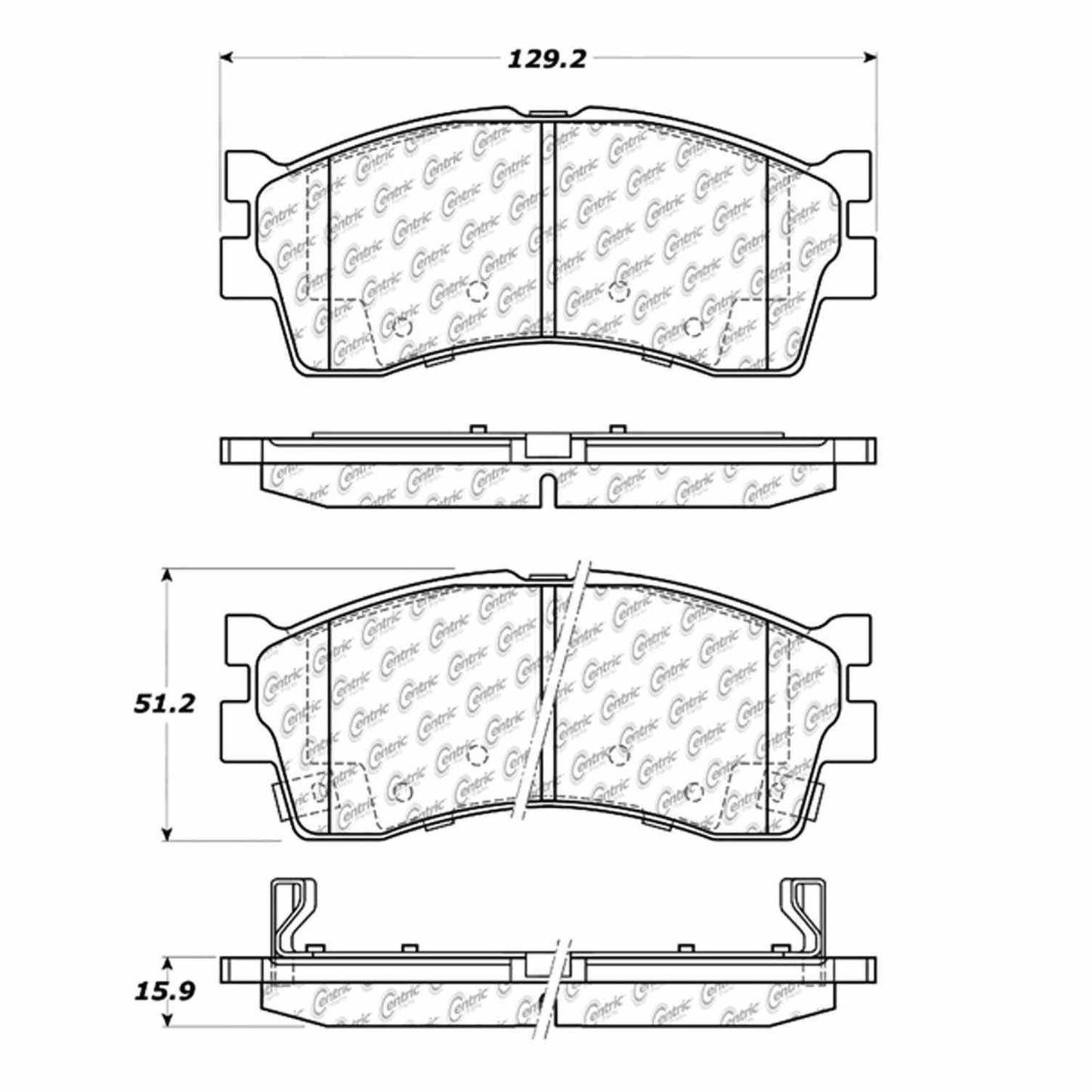 Centric Parts Disc Brake Pad Set Posi Quiet Ceramic with Shims and Hardware for 2001-2005 Kia Rio Sephia Spectra 105.08890