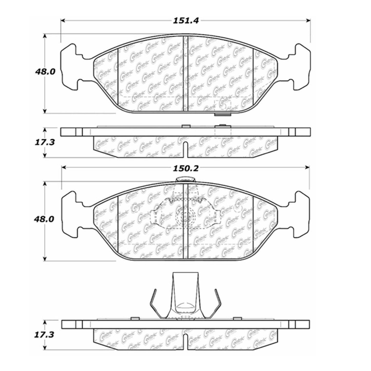 Centric Parts Disc Brake Pad Set Posi Quiet Ceramic with Shims for 1994-2000 Kia Sephia 105.09250