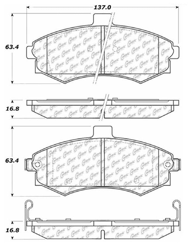 Centric Parts Disc Brake Pad Set Posi Quiet Ceramic with Shims for 2002-2005 Hyundai Elantra 105.09410