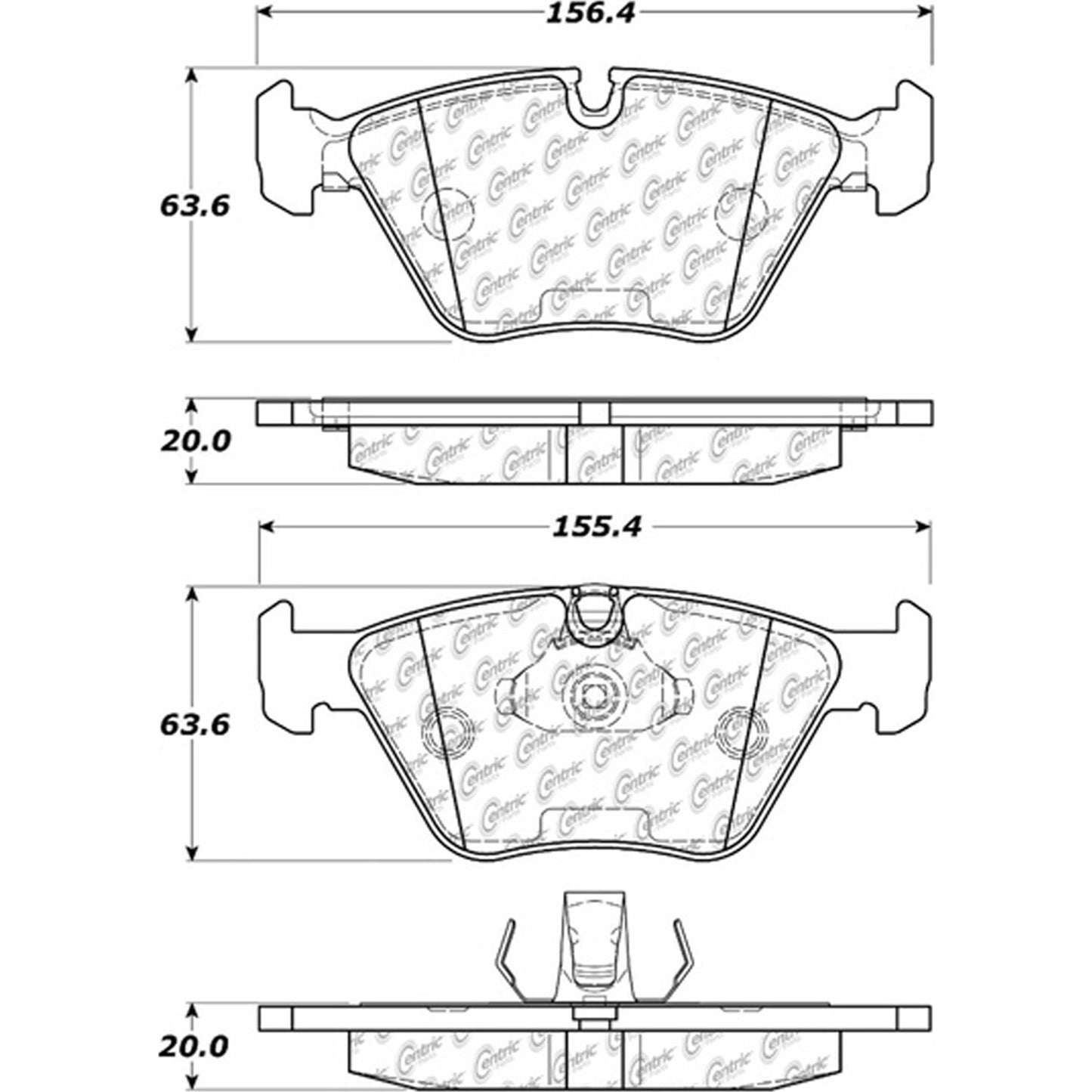 Centric Parts Disc Brake Pad Set Posi Quiet Ceramic with Shims for BMW 330Ci 2006-2001, 330i 2005-2001, 330xi 2005-2001, X3 2010-2004, Z4 2008-2003 105.09460