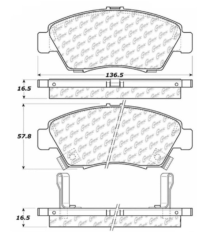 Centric Parts Disc Brake Pad Set Posi Quiet Ceramic with Shims for 2013-2015 Acura ILX 2012 Honda Civic 105.09481