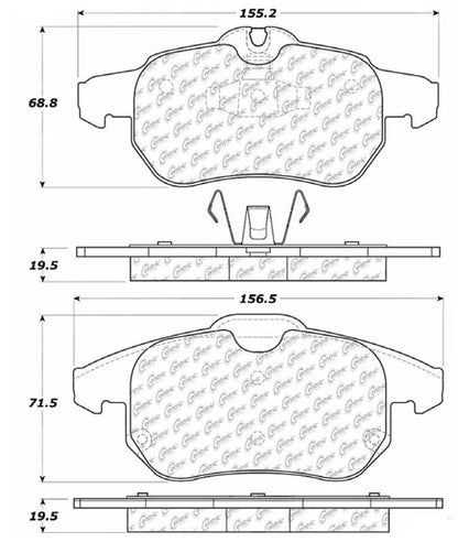 Centric Parts Disc Brake Pad Set Posi Quiet Ceramic with Shims and Hardware for 2003-2005 Saab 9-3 105.09721