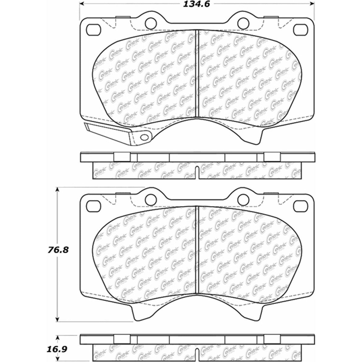 Centric Parts Disc Brake Pad Set Posi Quiet Ceramic with Shims for 2010-2023 Lexus GX460 Toyota 4Runner 105.09761