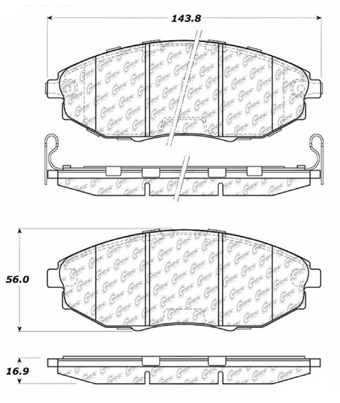 Centric Parts Disc Brake Pad Set Posi Quiet Ceramic with Shimmed for 2004-2009 Chevrolet Epica Suzuki Verona 105.10310