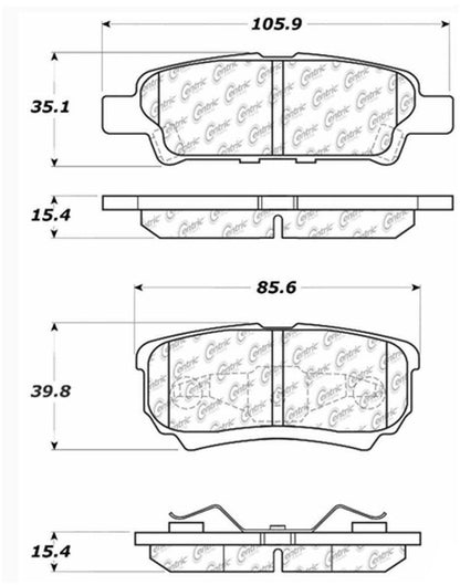 Centric Parts Disc Brake Pad Set Posi Quiet Ceramic with Shims for 2007-2017 Chrysler Sebring Dodge Avenger Caliber Jeep Compass Patriot Mitsubishi Lancer Outlander 105.10370