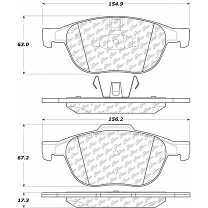 Centric Parts Disc Brake Pad Set Ceramic Posi Quiet for 2013-2022 Fiat Strada, Ford C-Max, EcoSport, Escape, Focus, Mazda 3, Volvo C30, V40 105.10440