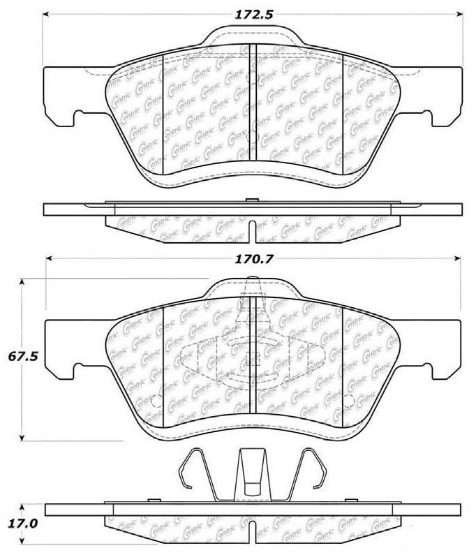 Centric Parts Disc Brake Pad Set Posi Quiet Ceramic with Shimmed for 2008-2012 Ford Escape, 2008-2011 Mercury Mariner, 2008-2009 Mazda Tribute 105.10471