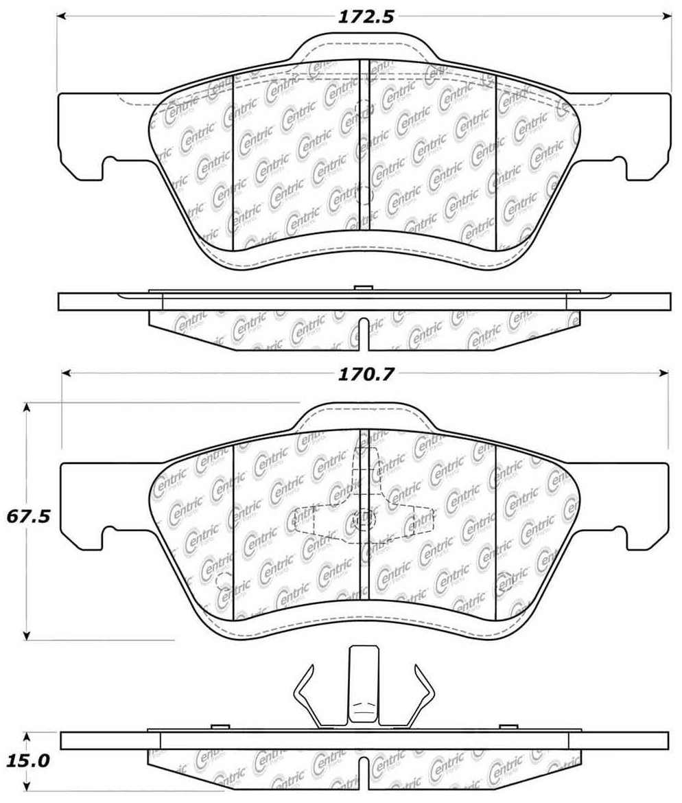 Centric Parts Disc Brake Pad Set Posi Quiet Ceramic with Shims and Hardware for 2009-2012 Ford Escape, 2011 Mazda Tribute, 2011-2009 Mercury Mariner 105.10472