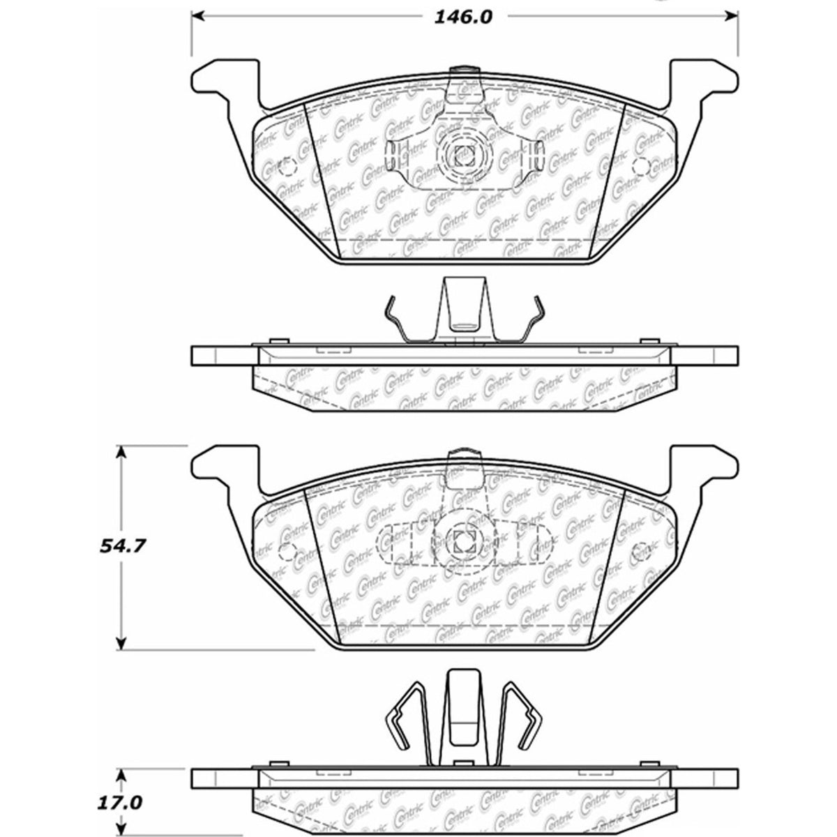Centric Parts Disc Brake Pad Set Posi Quiet Ceramic with Shims for 2005-2008 Ford Escape Mazda Tribute Mercury Mariner 105.10550