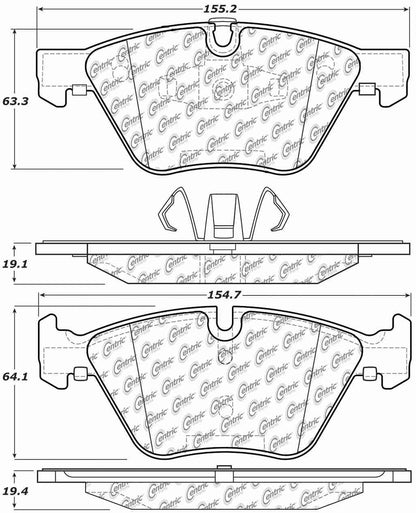 Centric Parts Disc Brake Pad Set Posi Quiet Ceramic with Shims and Hardware for 2006-2013 BMW 120i/125i/128i/130i 105.10611