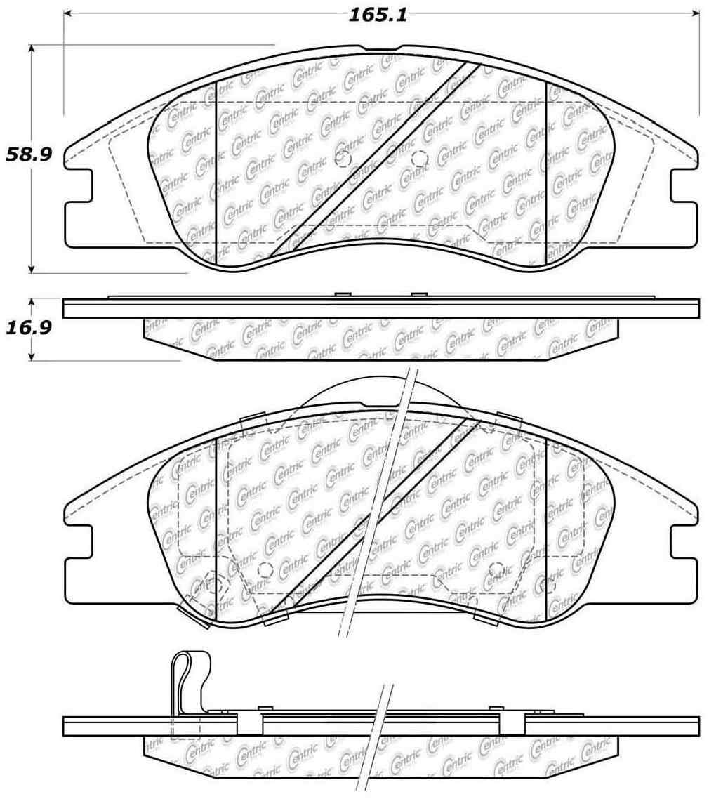 Centric Parts Disc Brake Pad Set Posi Quiet Ceramic with Shims and Hardware for 2004-2009 Kia Spectra 105.10740