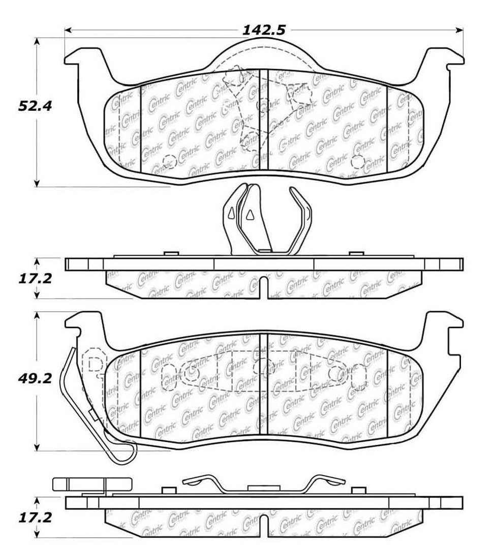 Centric Parts Disc Brake Pad Set Posi Quiet Ceramic with Shims and Hardware for 2006-2010 Jeep Commander Grand Cherokee 105.10870