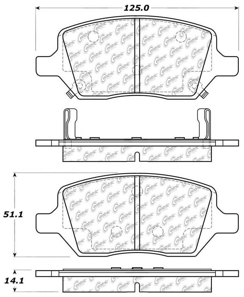 Centric Parts Disc Brake Pad Set Posi Quiet Ceramic with Shims for 2005-2009 Buick Terraza Chevrolet Uplander Pontiac Montana Saturn Relay