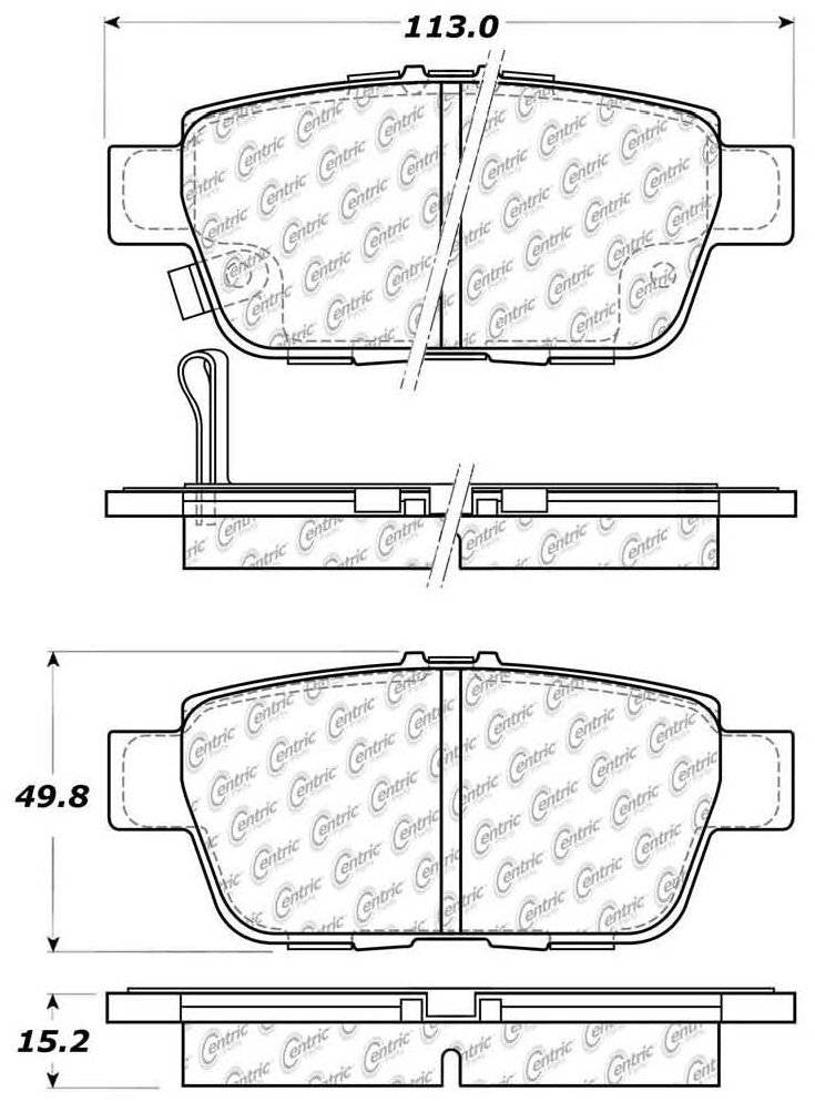 Centric Parts Disc Brake Pad Set Posi Quiet Ceramic with Shims and Hardware for 2009-2014 Acura TL, 2006-2014 Honda Ridgeline 105.11030