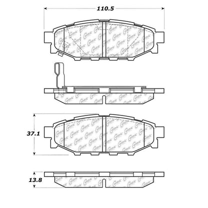 Centric Parts Disc Brake Pad Set Posi Quiet Ceramic with Shims for 2013-2016 Subaru BRZ Scion FR‑S