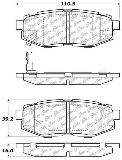 Centric Parts Disc Brake Pad Set Posi Quiet Ceramic with Shims for 2006-2020 Subaru Models 105.11240
