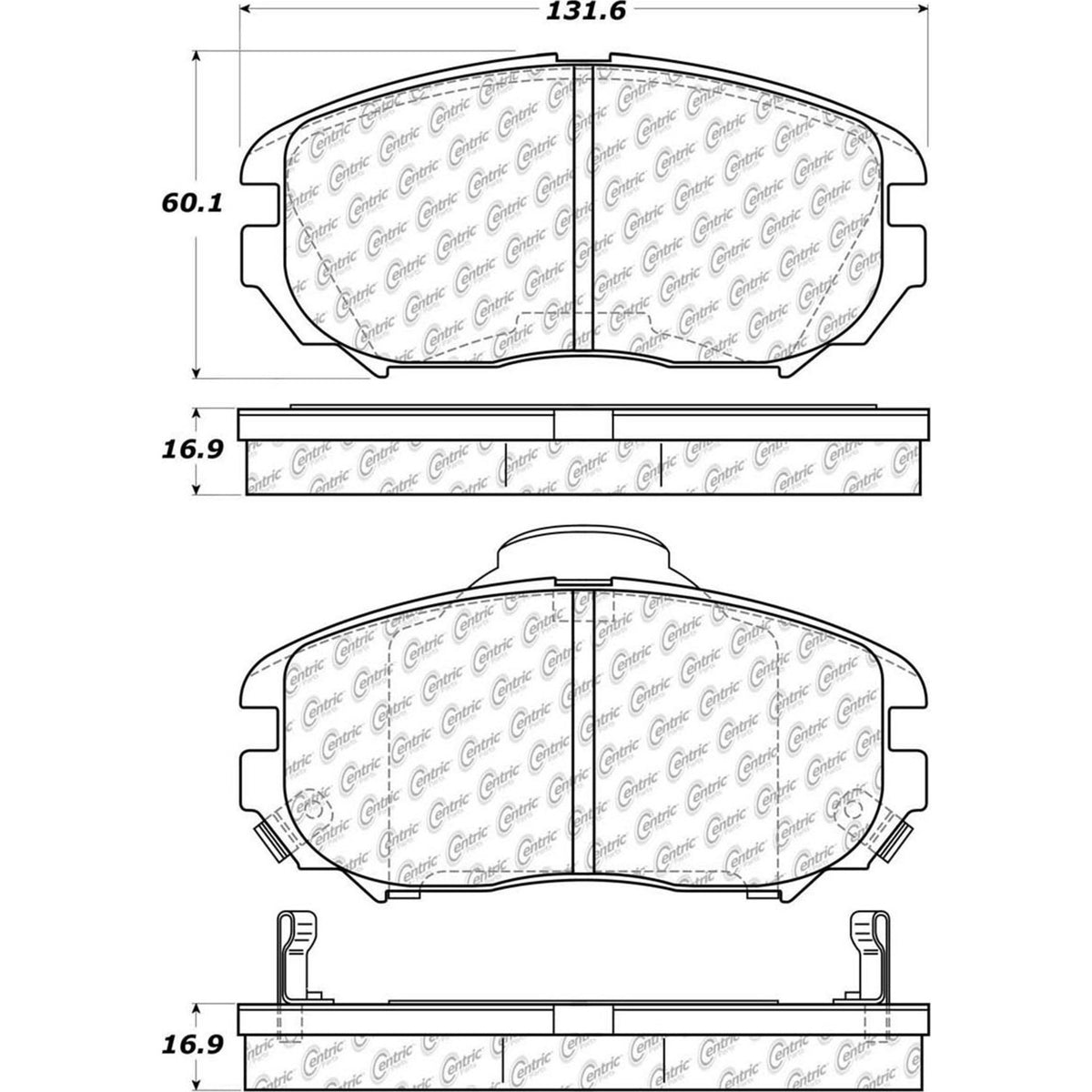Centric Parts Disc Brake Pad Set Posi Quiet Ceramic with Shims for 2010-2020 Buick Allure Cascada LaCrosse Regal Cadillac ELR Equinox Impala Malibu GMC Terrain Saab 9-5 105.11251