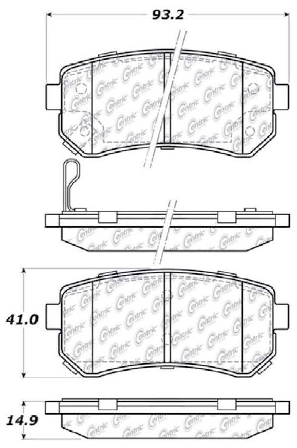 Centric Parts Disc Brake Pad Set Posi Quiet Ceramic with Shims for 2006-2017 Hyundai and Kia Models 105.11570