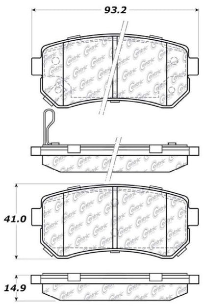 Centric Parts Disc Brake Pad Set Posi Quiet Ceramic with Shims for 2006-2017 Hyundai and Kia Models 105.11570