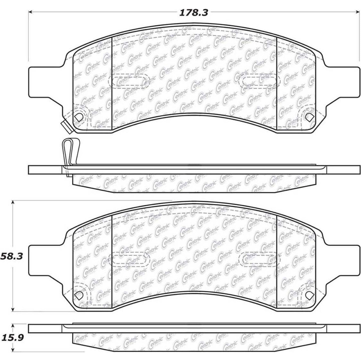 Centric Parts Disc Brake Pad Set Posi Quiet Ceramic with Shims and Hardware for 2008-2017 Buick Enclave, 2009-2017 Chevrolet Traverse, 2007-2017 GMC Acadia, 2010-2017 Saturn Outlook 105.11691