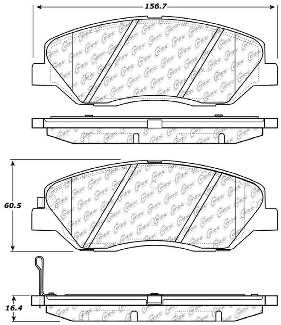 Centric Parts Disc Brake Pad Set Posi Quiet Ceramic with Shimmed for 2007-2016 Hyundai Entourage, Santa Fe, Kia Sedona