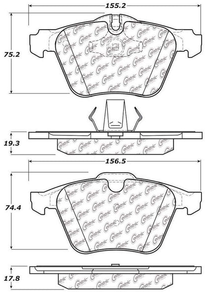 Centric Parts Disc Brake Pad Set Posi Quiet Ceramic with Shims for Jaguar Super V8 2009-2006 105.12400