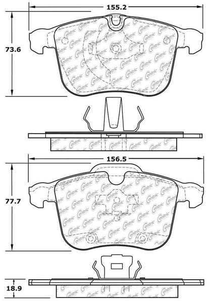 Centric Parts Disc Brake Pad Set Posi Quiet Ceramic with Shims and Hardware for 2008-2007 Cadillac BLS 2011-2006 Saab 9-3 105.12570