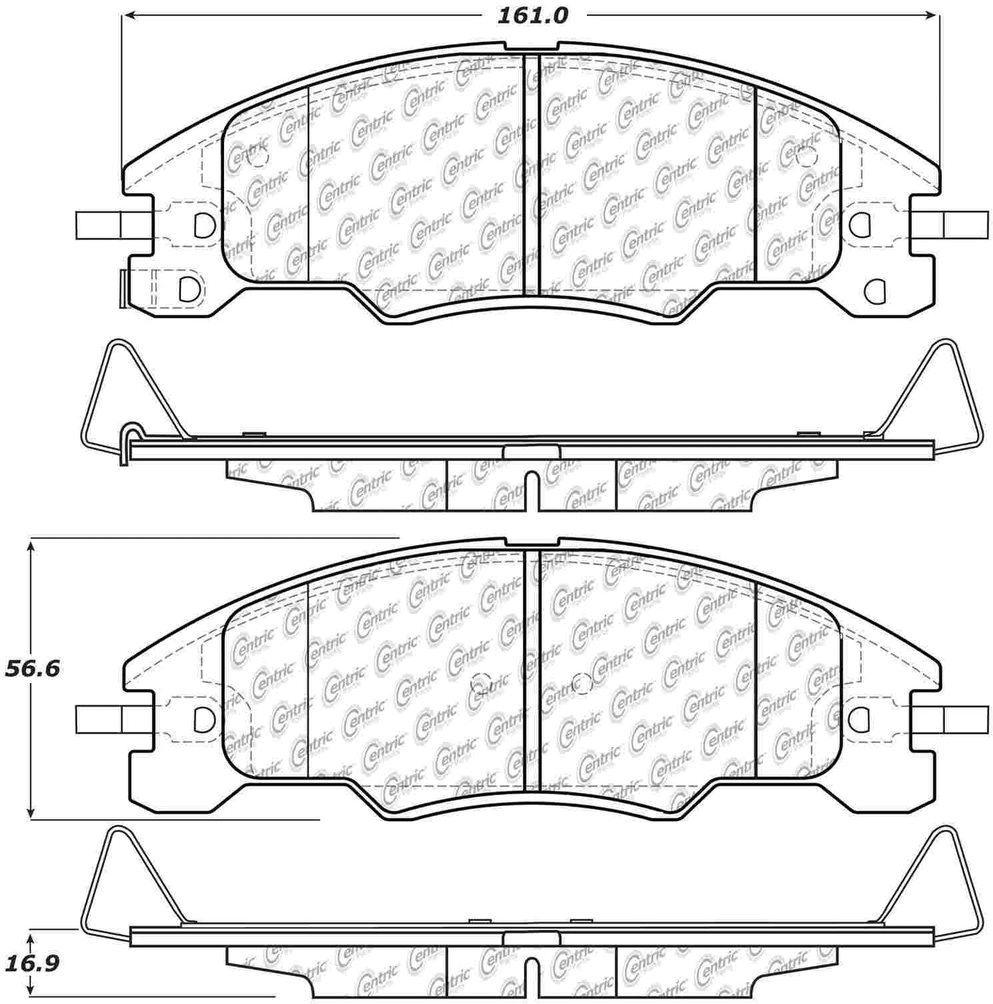 Centric Parts Disc Brake Pad Set Posi Quiet Ceramic with Shimmed for 2008-2011 Ford Focus 105.13390