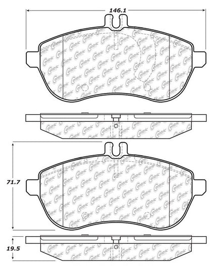 Centric Parts Disc Brake Pad Set Posi Quiet Ceramic with Shims for 2008‑2016 Mercedes‑Benz C‑Series 105.13400