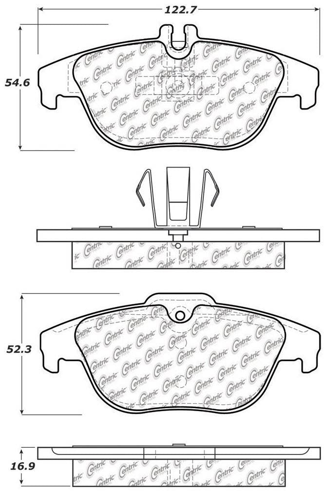 Centric Parts Disc Brake Pad Set Posi Quiet Ceramic with Shims and Hardware for 2008-2017 Mercedes-Benz C/E models 105.13410