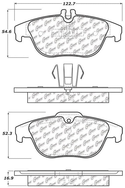 Centric Parts Disc Brake Pad Set Posi Quiet Ceramic with Shims and Hardware for 2008-2017 Mercedes-Benz C/E models 105.13410