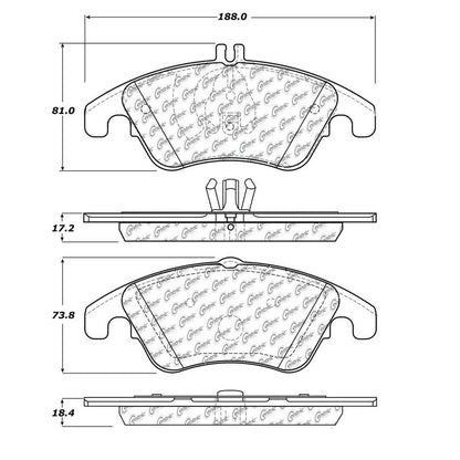 Centric Parts Disc Brake Pad Set Posi Quiet Ceramic with Shims and Hardware for 2008-2017 Mercedes-Benz
