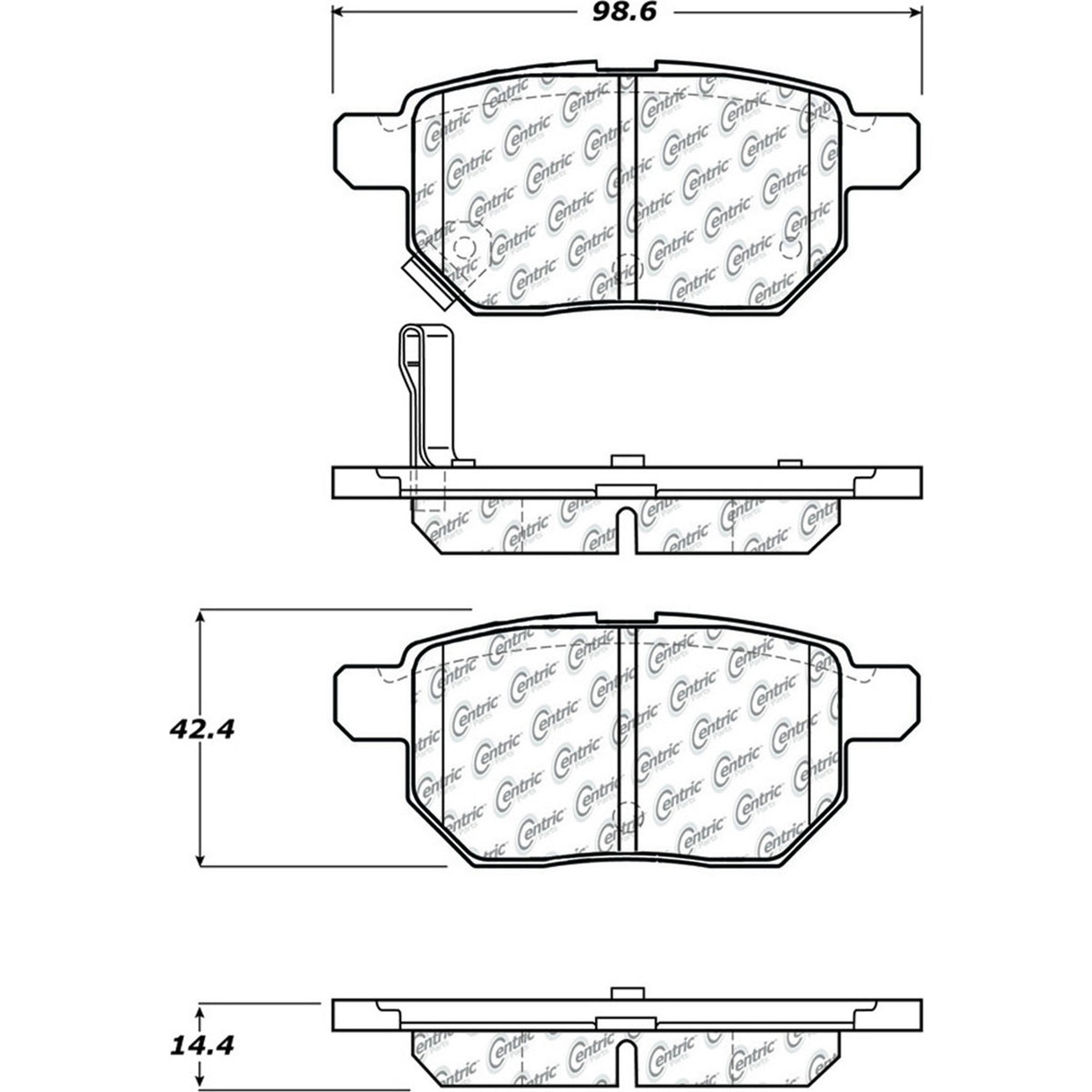 Centric Parts Disc Brake Pad Set Posi Quiet Ceramic with Shims and Hardware for 2009-2014 Toyota Corolla, 2009-2010 Pontiac Vibe, 2009-2017 Prius Prime 105.13541