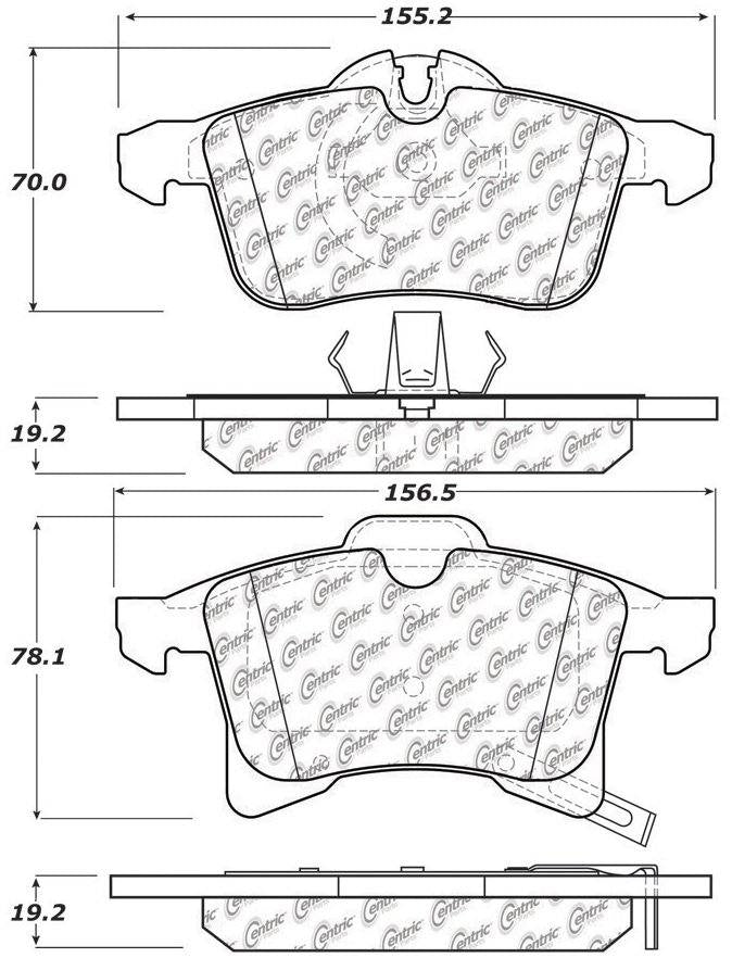 Centric Parts Disc Brake Pad Set Posi Quiet Ceramic with Shims for 2000-2008 Chevrolet Astra, 2007-2008 Meriva, 2006 Zafira, 2020-2022 Mercedes-Benz Metris 105.13610