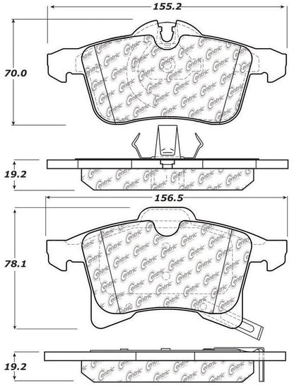 Centric Parts Disc Brake Pad Set Posi Quiet Ceramic with Shims for 2000-2008 Chevrolet Astra, 2007-2008 Meriva, 2006 Zafira, 2020-2022 Mercedes-Benz Metris 105.13610