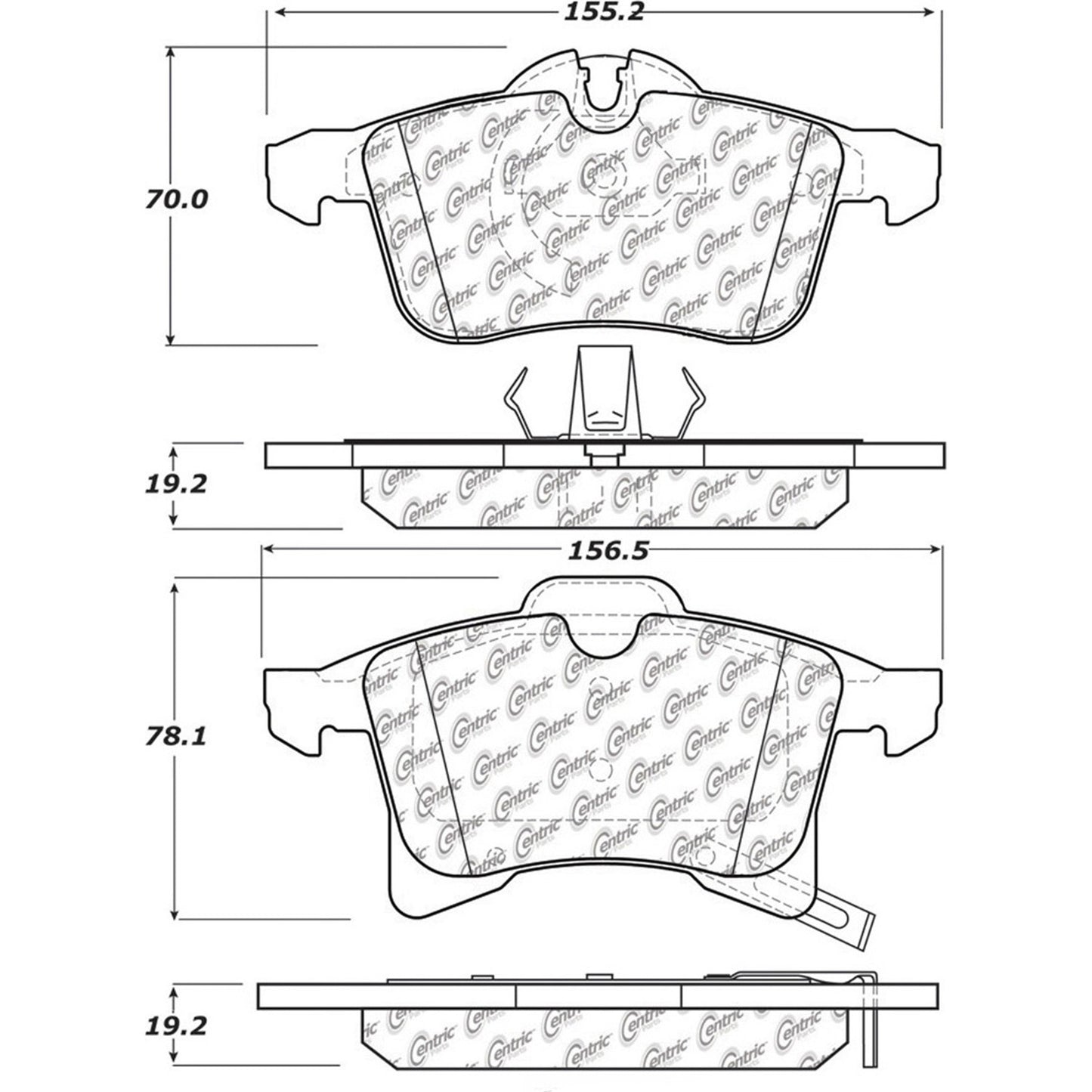 Centric Parts Disc Brake Pad Set Posi Quiet Ceramic with Shims for 2000-2008 Chevrolet Astra, 2007-2008 Meriva, 2006 Zafira, 2020-2022 Mercedes-Benz Metris 105.13610