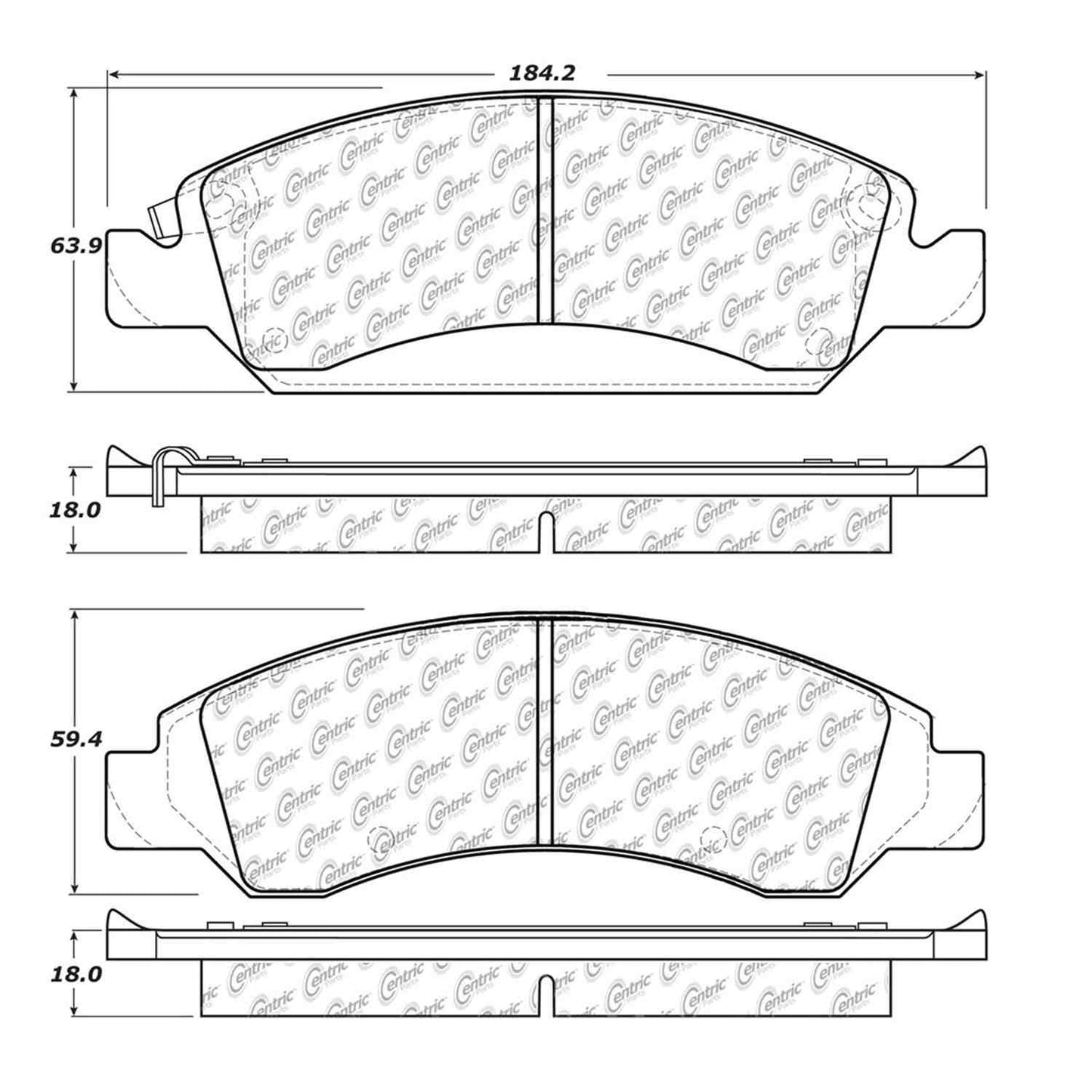 Centric Parts Disc Brake Pad Set Posi Quiet Ceramic 100% Shimmed & Scorched for 2008-2020 Cadillac Escalade, Escalade ESV, Escalade EXT, XTS 105.13630