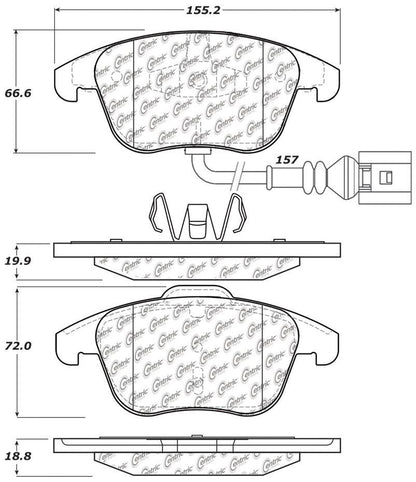 Centric Parts Disc Brake Pad Set Posi Quiet Ceramic with Shims for Audi Q3 2015-2019, VW Passat 2012-2021, Tiguan 2009-2017 105.13750