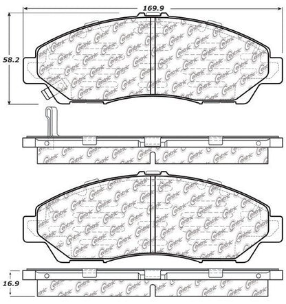 Centric Parts Disc Brake Pad Set Posi Quiet Ceramic with Shims and Hardware for Acura MDX 2007-2020, Honda Pilot 2009-2022, Ridgeline 2017-2023