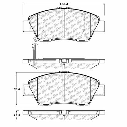 Centric Parts Disc Brake Pad Set Posi Quiet Ceramic with Shims for 2011-2015 Honda CR‑Z 105.13940