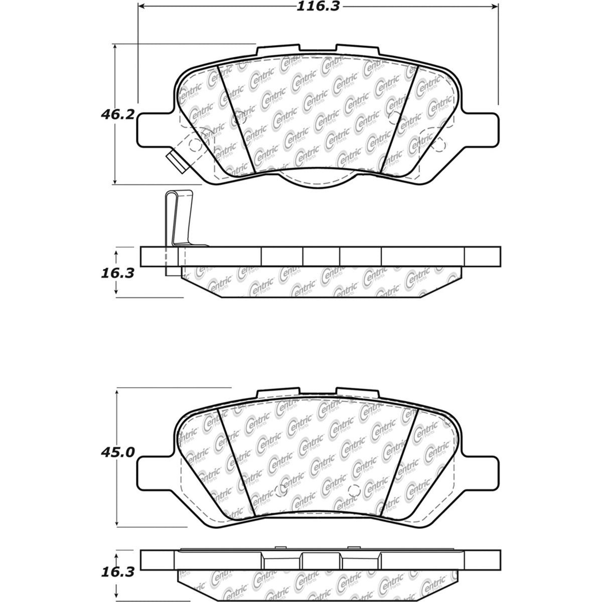 Centric Parts Disc Brake Pad Set Posi Quiet Ceramic with Shimmed for 2009-2016 Toyota Venza 105.14020
